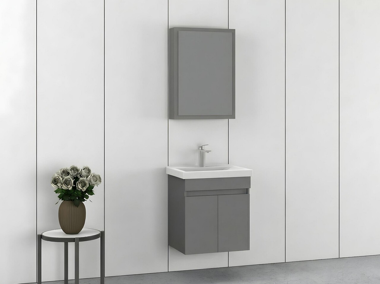 Set mobilier de baie (2 piese), Hanah Home, Amore 55, Gri Mat - view 2