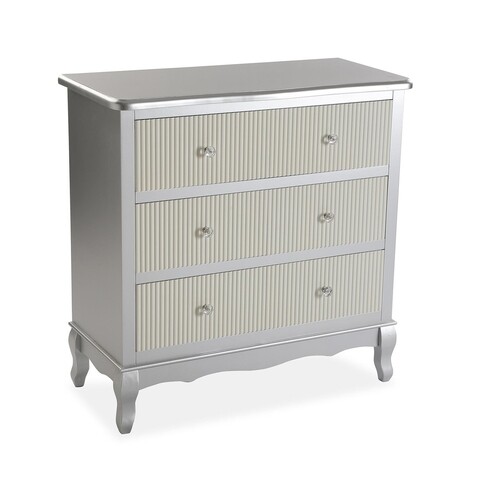 Comoda cu 3 sertare, siena, 34 x 76 x 75 cm, lemn, alb