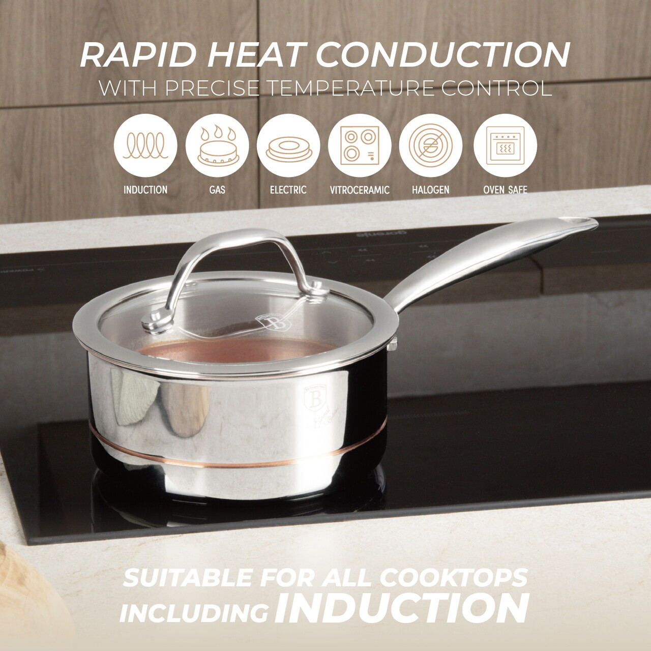 Cratita cu capac Berlinger Haus, Copper Touch, 16 cm, inox, argintiu - imagine 14