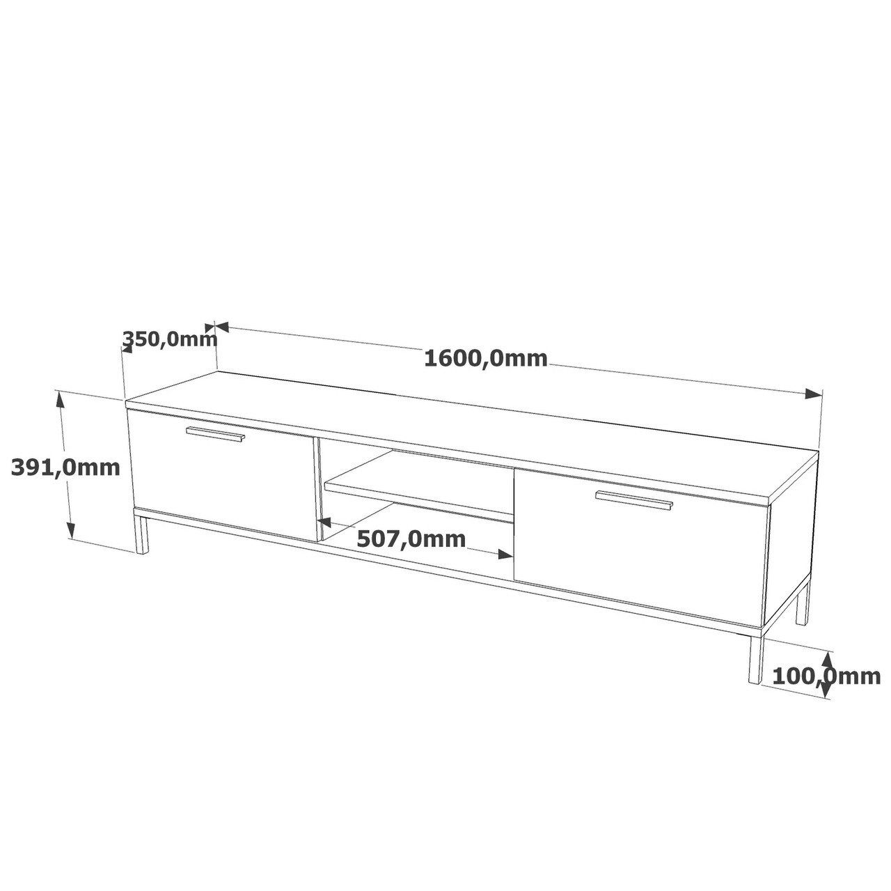 Comoda TV Yurudesign, 160x35x39.1 cm, PAL, natur/antracit