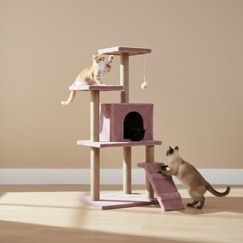 Casă pentru pisici, Paws & Whiskers, Arden, MATERIAL TEXTIL WELSOFT, Roz prafuit