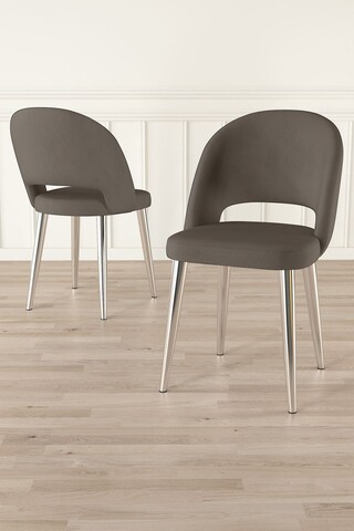 Set scaune 4 piese, Charlotte, Pane, Cappuccino / Chrome