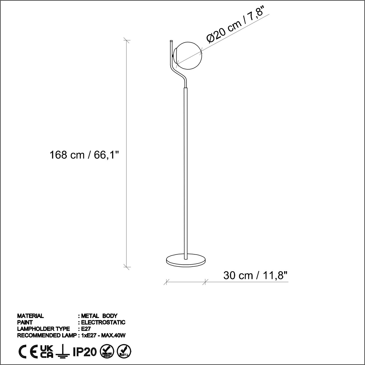 Lampadar, L'essentiel Maison, 521SHN2258, Negru - view 8