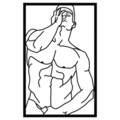 Decoratiune de perete, Muscle Male Posture, metal, 32 x 50 cm, negru