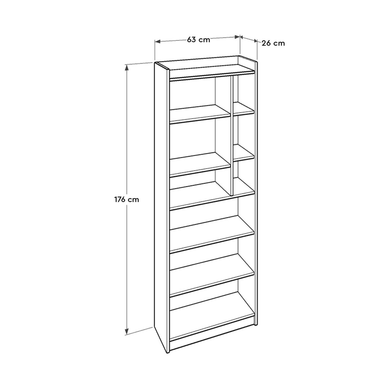 Corp Biblioteca, Adore, KTP-779-SD-1, 63x176x26 Cm, PAL, Sonomo / Alb