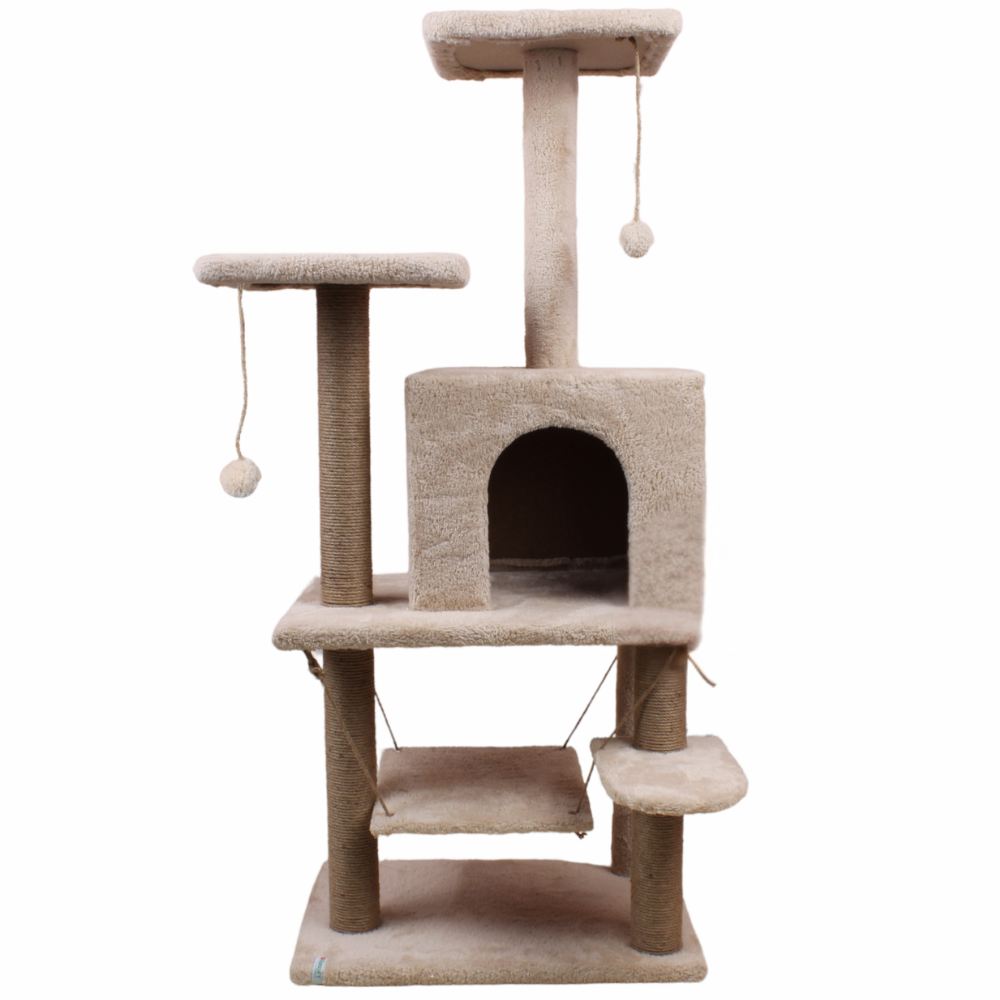 Casă pentru pisici, Paws & Whiskers, Violet, MATERIAL TEXTIL WELSOFT, Bej