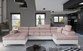 Coltar extensibil dreapta 5 locuri ELTAP, Edr-49, Eduardo, 337x205x88 cm, lemn/poliester, roz deschis/alb
