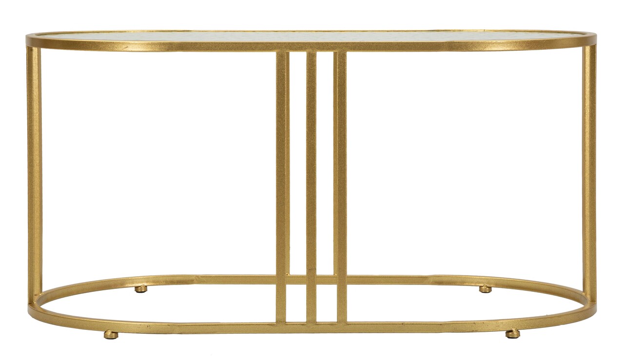 Masuta de cafea Antalia, Mauro Ferretti, 90x50x45 cm, fier/sticla, auriu