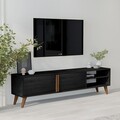 Comoda TV, Inarch, Benoit, Negru din lemn
