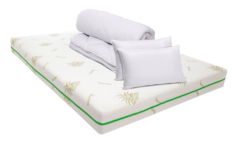 Pachet saltea Bedora Confort Relax Aloe Vera 180 x 200 x 17 cm + pilota + perne, spuma memory