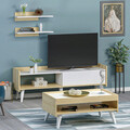 Comoda TV, Lagomood, Ruby, 150x50.4x34.9 cm, Stejar alb
