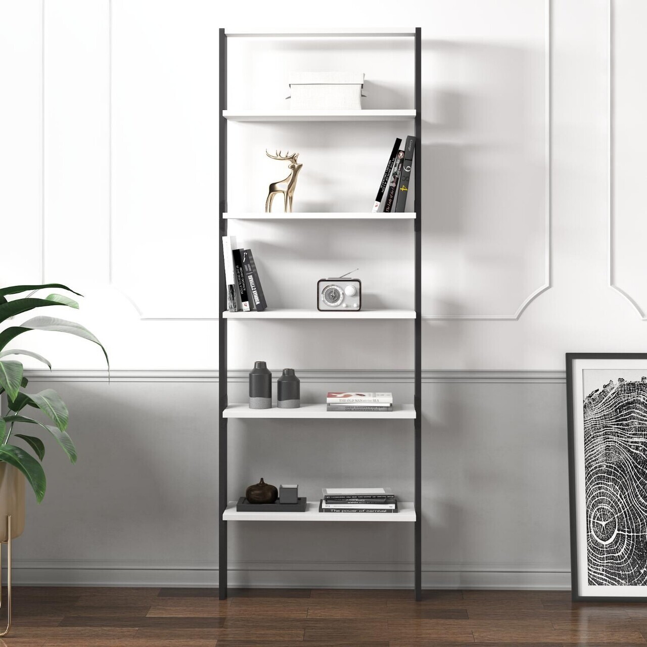 Corp biblioteca Hanah Home Hero 61x180x25 cm PAL Antracit/Alb