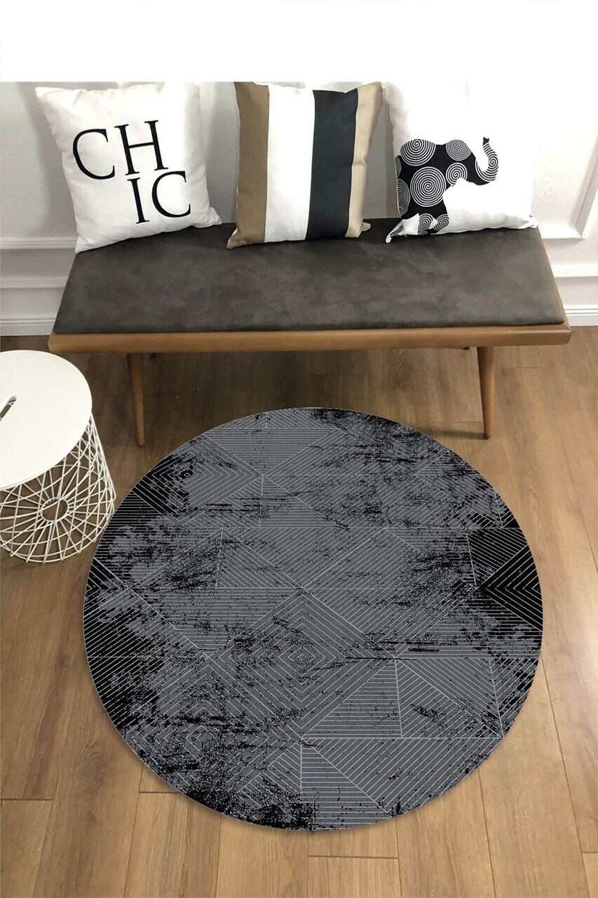 Covor, Yuvarlak-0000047-001, 100x100 cm, Poliester, Antracit — imaginea 2