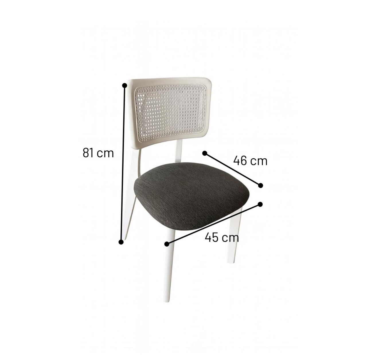 Set masa extensibila si 4 scaune, Fairfax, Lina, Alb lemn / Negru