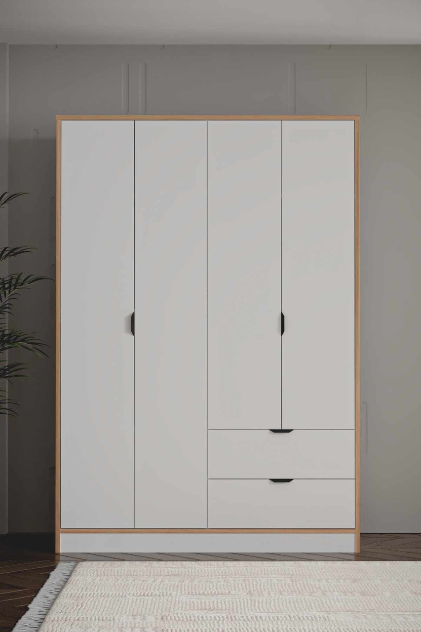 Dulap pentru haine, Hanah Home, Arden 4, 145x182x44 cm, Alb