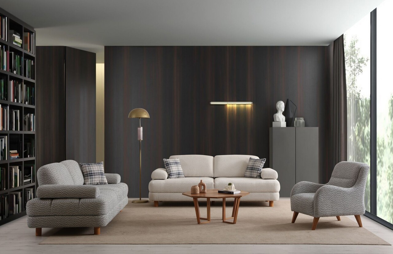 Canapea extensibila cu 3 locuri, Artie, 560ARE4165, Cadru: LEMN/PAL, Crem - 2 | YEO