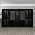 Dulap pentru haine, Minerva, Kale, 315x210x52 cm, PAL, Antracit / Negru