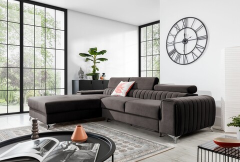 Coltar extensibil stanga 3 locuri ELTAP, LT-22VE, Grayson, 278x205x92 cm, lemn/poliester, maro
