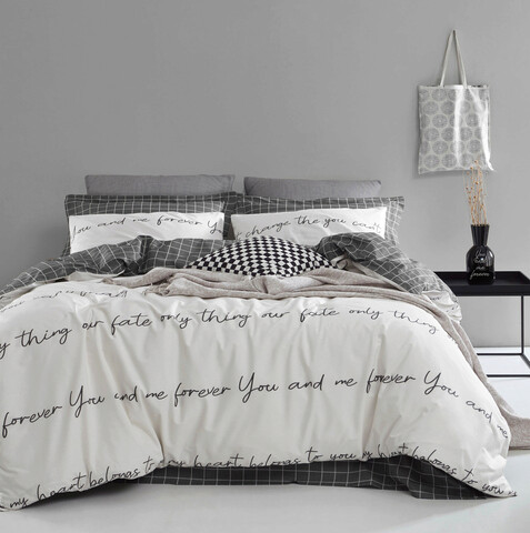 Lenjerie de pat dubla, print - cream, enlora home, bumbac ranforce