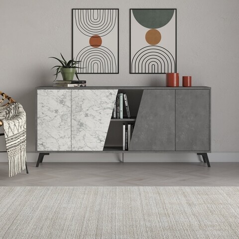 Consola, Decortie, Fione, 180 x 82 x 35.6 cm, pal melaminat, gri Comode