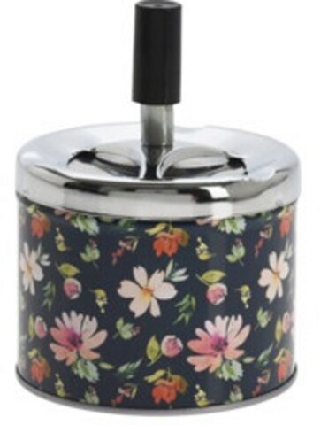 Scrumiera flower, 9x12 cm, metal, negru/multicolor