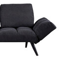Canapea extensibila 3 locuri Jackie, Pakoworld, 190x80x74 cm, textil/metal/lemn masiv, gri inchis/negru