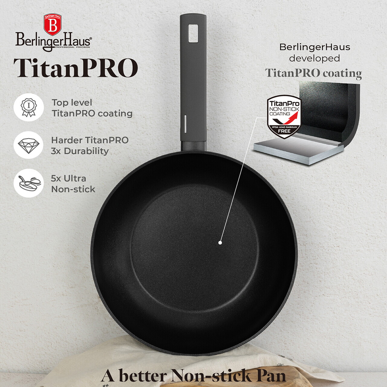 Tigaie Wok Berlinger Haus, Anthracite, 28 cm, 3.2 L, aluminiu forjat, antracit mat - imagine 10