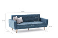 Canapea extensibila cu 3 locuri, Balcab Home, 825BLC2683, Lemn / Metal, Turcoaz
