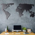 Decoratiune de perete, World Map Silhouette, Metal, Dimensiune: 60 x 120 cm, Negru
