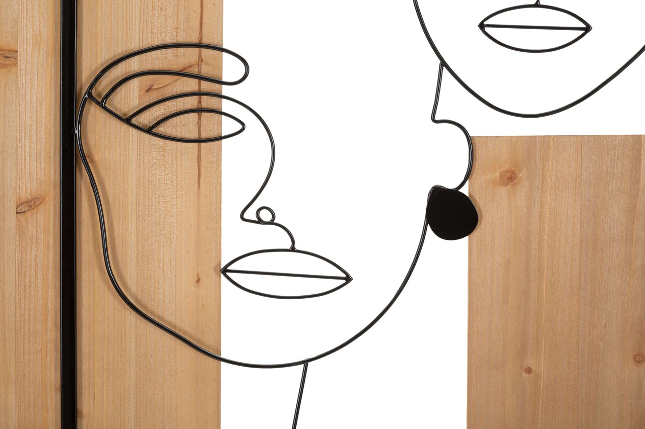 Decoratiune de perete Faces, Mauro Ferretti, 63x90 cm, fier/MDF, negru/maro