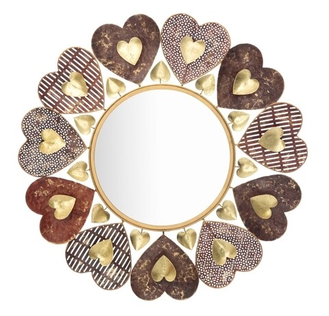Oglinda decorativa Cuori, Mauro Ferretti, Ø 61 cm, fier/oglinda, multicolor