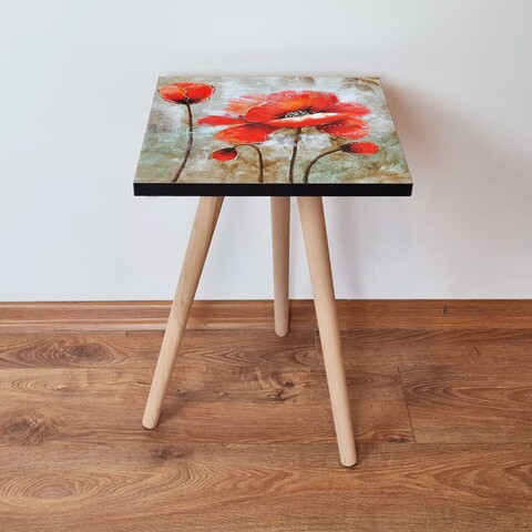 Masuta, Leona, Shp301, 35x42x35 cm, Roșu / Bej / Alb / Maro