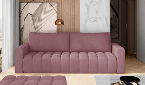 Canapea extensibila 3 locuri ELTAP, Laz13, Lazaro, 247x97x92 cm, lemn/poliester, roz inchis