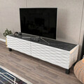 Comoda TV, Retricy, Lerze, 149.2x35x38 cm, PAL, Alb/Negru