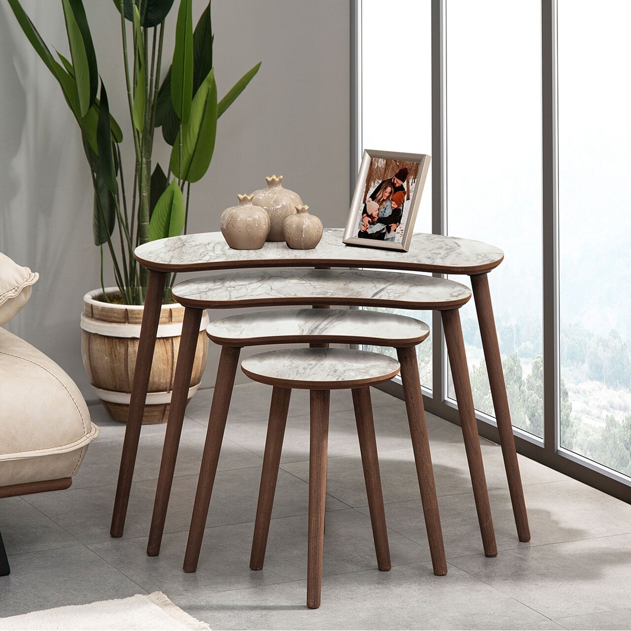 Set masute Nesting 4 piese, Hanah Home, Moon, Alb - imagine 2