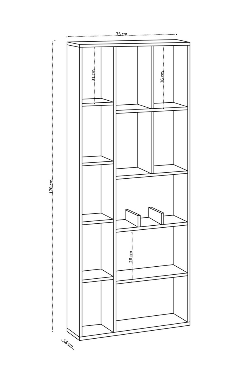 Corp biblioteca, Emerald, Uranüs, 75x170x18 cm, Alb