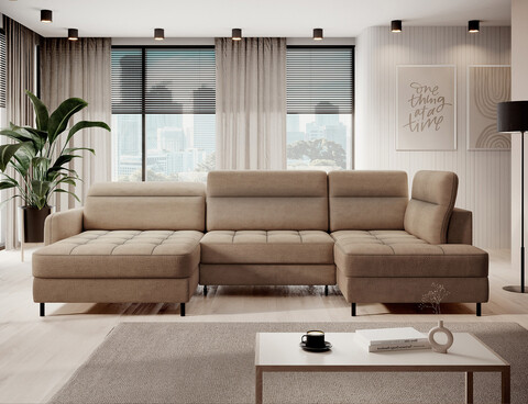 Coltar extensibil stanga 4 locuri ELTAP, LT-20TOS, Berrto, 306x165x100 cm, lemn/poliester, maro deschis