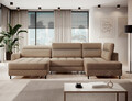 Coltar extensibil stanga 4 locuri ELTAP, LT-20TOS, Berrto, 306x165x100 cm, lemn/poliester, maro deschis