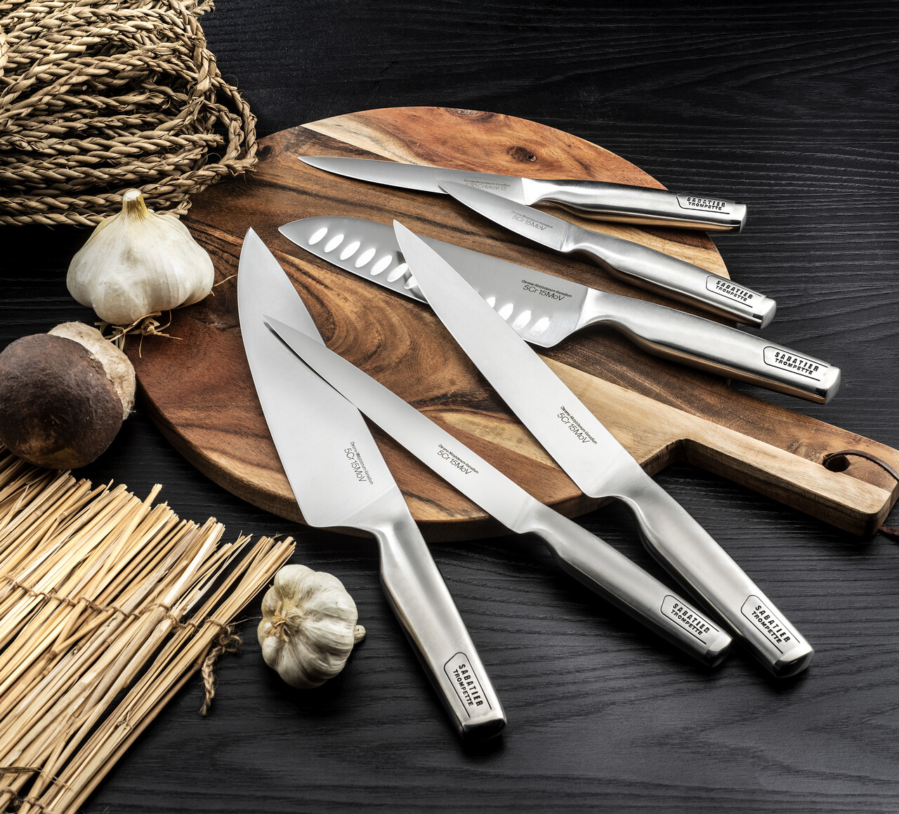 Cutitul bucatarului Asean, Sabatier Trompette, 20 cm, inox 13/0, argintiu