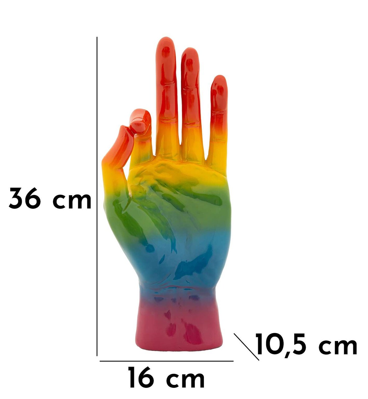 Figurina /sculptura decorativa Rainbow Hand Ok, Mauro Ferretti, 16x10.5x36 cm, polirasina, multicolor - 1 | YEO