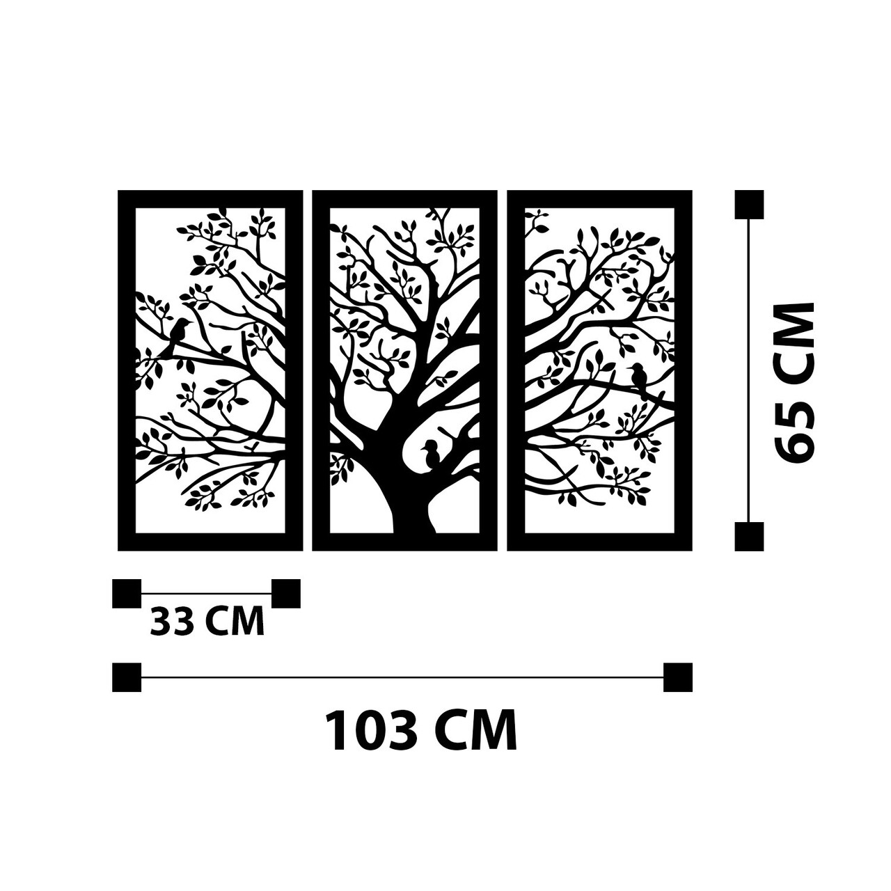 Decoratiune de perete, Arbol - M124, metal, 103 x 65 cm, negru