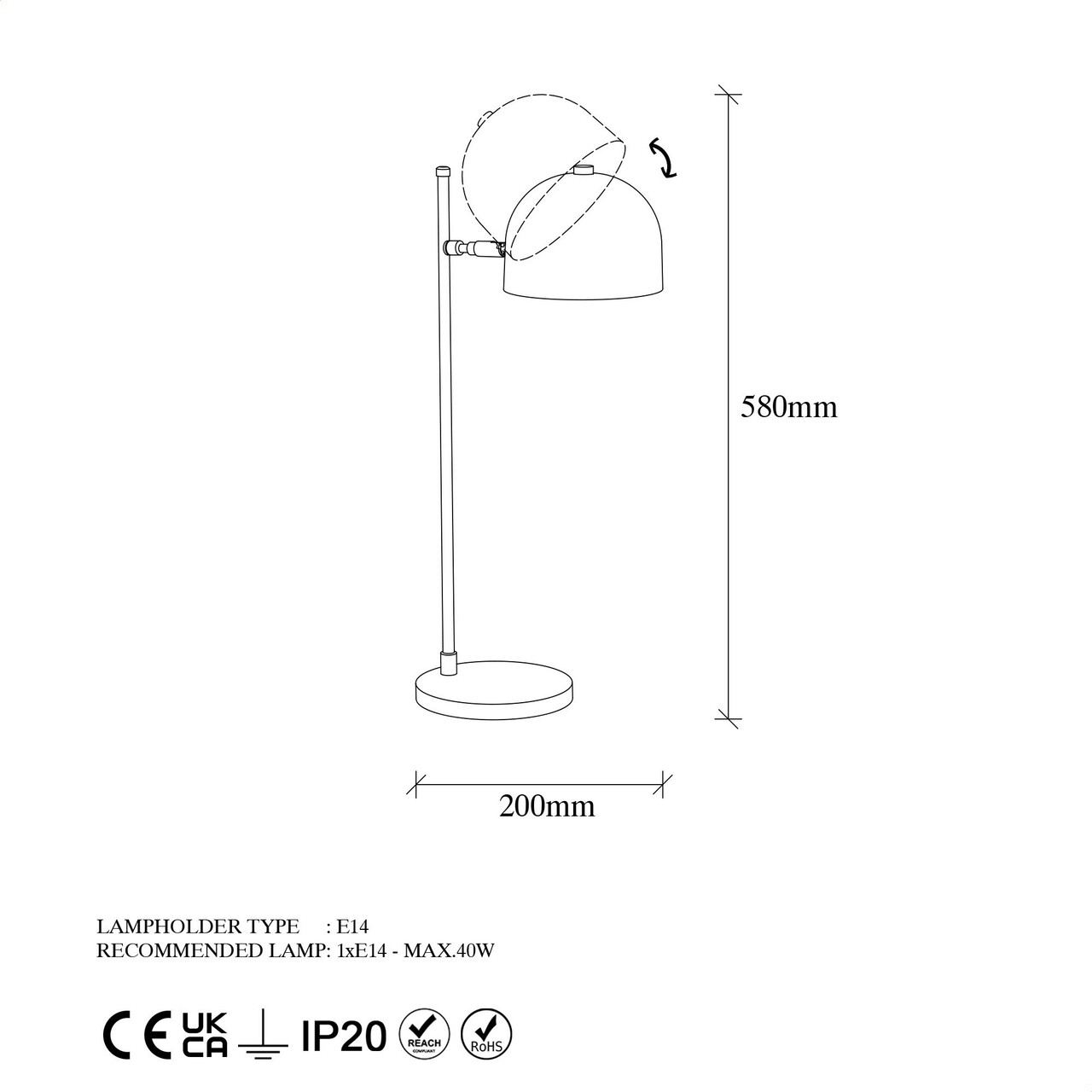 Lampa de masa, Fulgor, 942FLG1831, Metal, Auriu