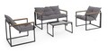 Set mobilier de gradina 4 piese Ilda, Bizzotto, otel/textilena 2x1/sticla temperata, gri