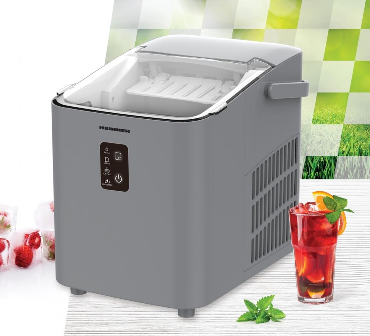Masina pentru cuburi de gheata Glacio, Heinner, 120W, 1L, argintiu
