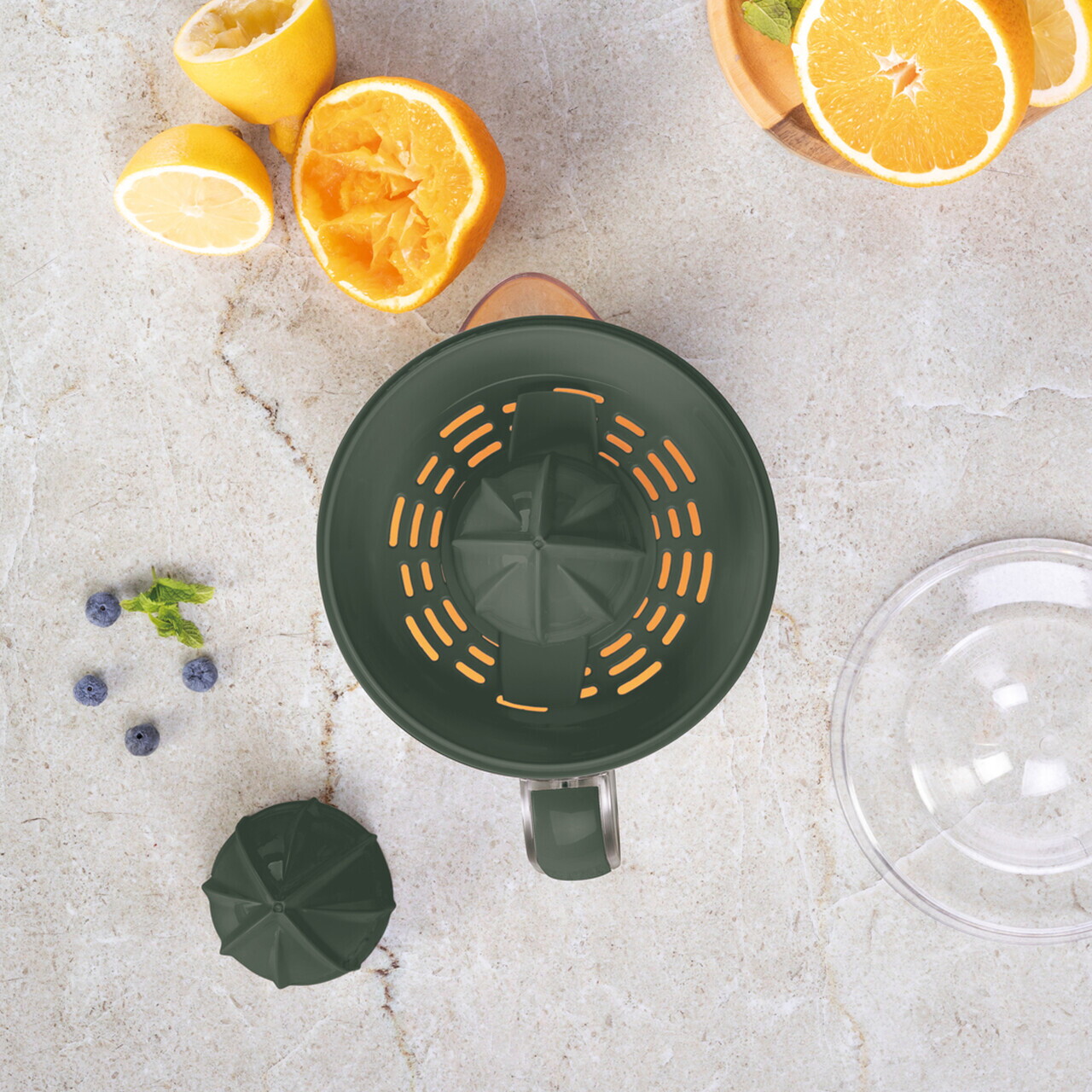Storcator electric de citrice Berlinger Haus, Matte Green, 40W, 700 ml, plastic/inox, verde mat/transparent - imagine 4