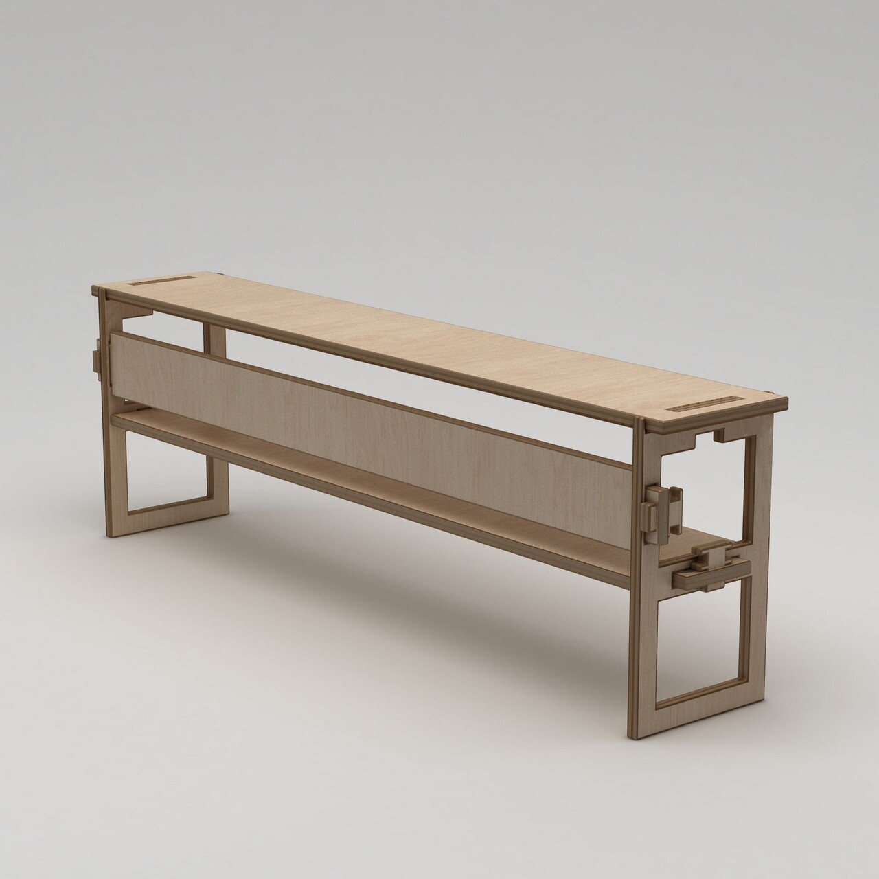 Comoda TV, Hanah Home, Linea, 220x70x38 cm, Placaj, Lemn natural - imagine 3