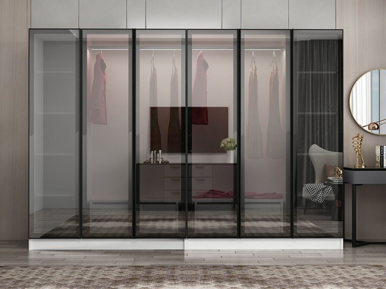 Dulap pentru haine, Hanah Home, Nisa, 270x210x52 cm, Alb