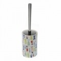 Perie de baie cu suport Peces, Versa, 9.5 x 9.5 x 31 cm, ceramica, multicolor