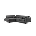 Coltar extensibil stanga 4 locuri ELTAP, LT-06SAV, Noble, 255x201x100 cm, lemn/poliester, gri inchis