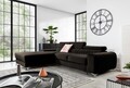 Coltar extensibil stanga 3 locuri ELTAP, LT-22NU, Grayson, 278x205x92 cm, lemn/poliester, maro inchis